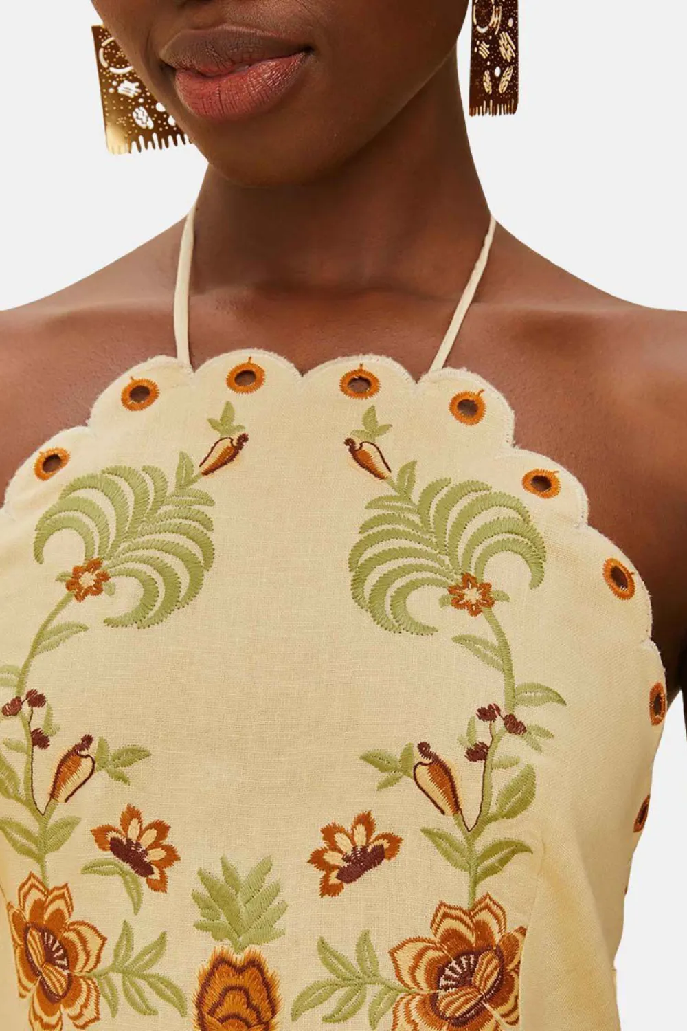 Delicate Forest Sand Richelieu Embroidered Midi Dress sold by Sand Dollar product image thumbnail 5