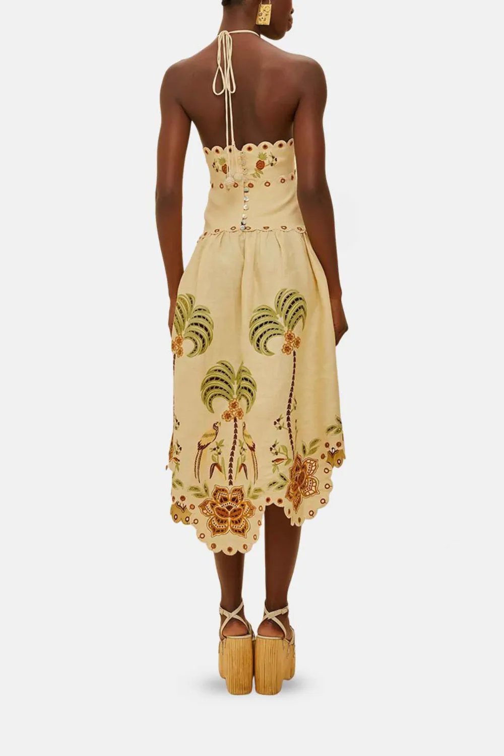Delicate Forest Sand Richelieu Embroidered Midi Dress sold by Sand Dollar product image thumbnail 4