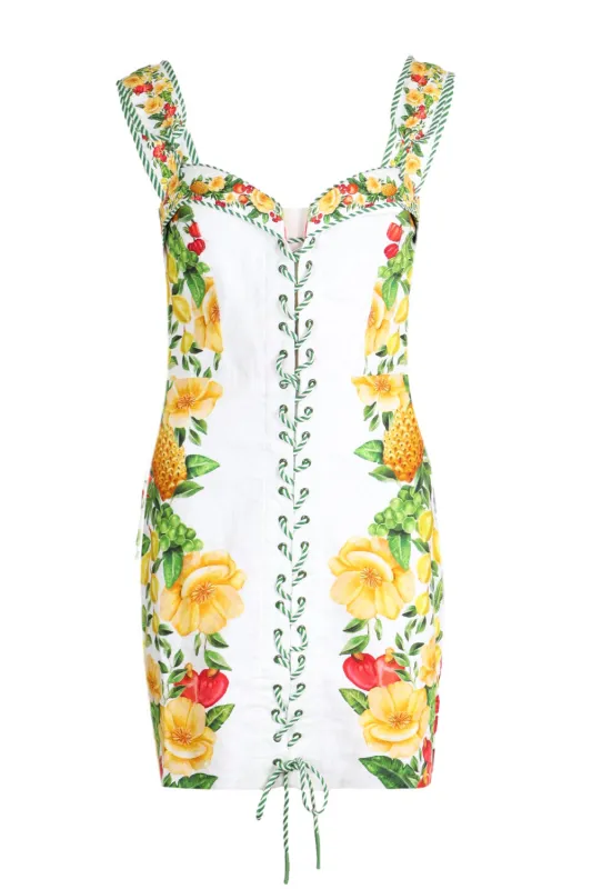 Picnic Flowers Off-White Sleeveless Mini Dress sold by Sand Dollar