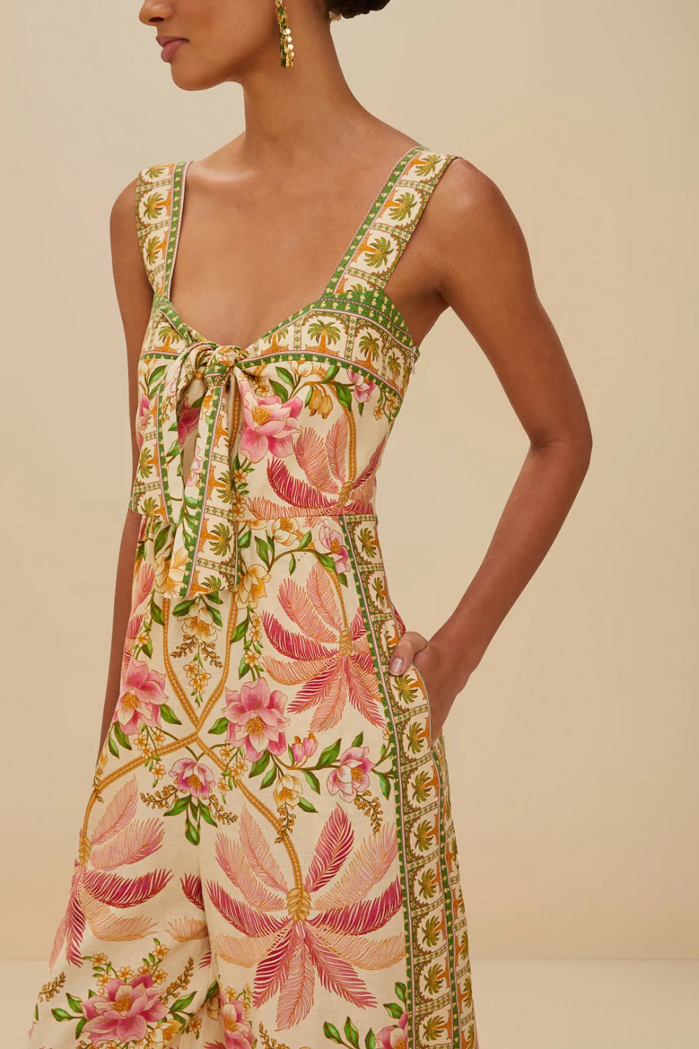 Palm Dream Off-White Strap Knot Jumpsuit sold by Sand Dollar product image thumbnail 5