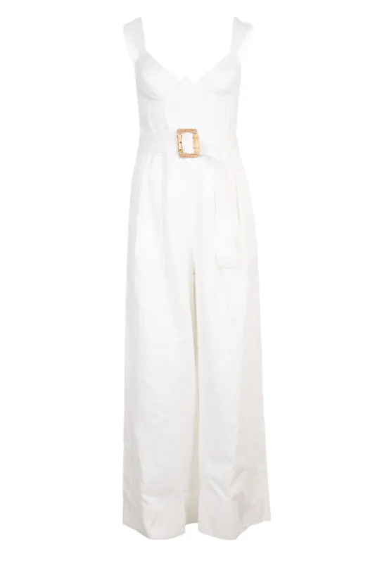Off-White Sleeveless Maxi Jumpsuit sold by Sand Dollar