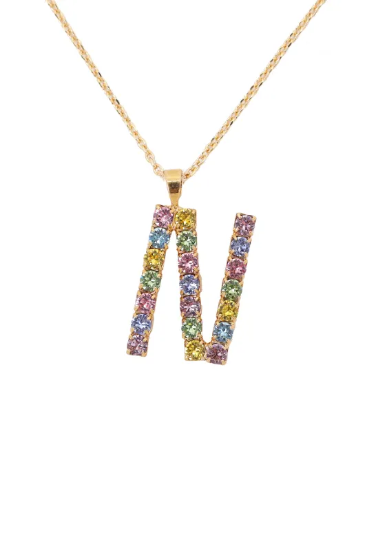 Letter Necklace Rainbow N made by Sand Dollar