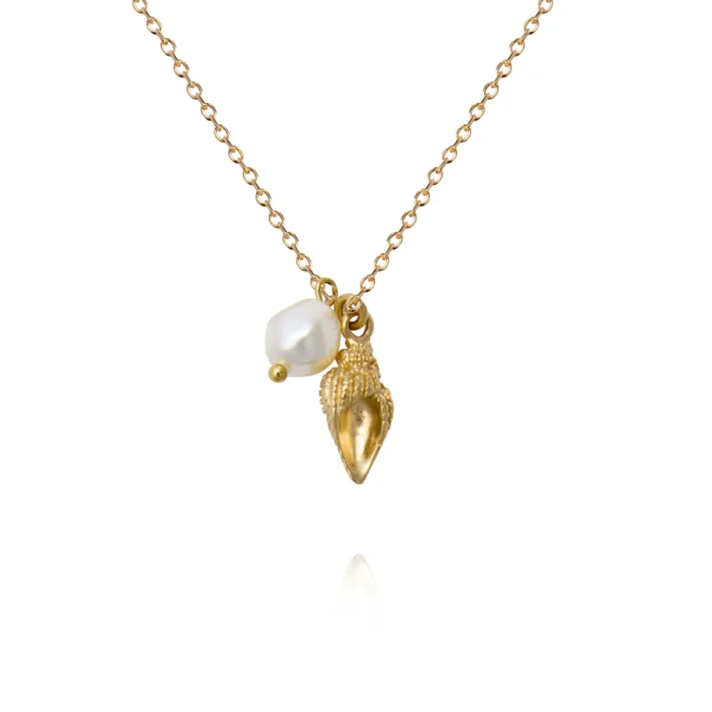 Shell Pearl Gold Necklace made by Sand Dollar