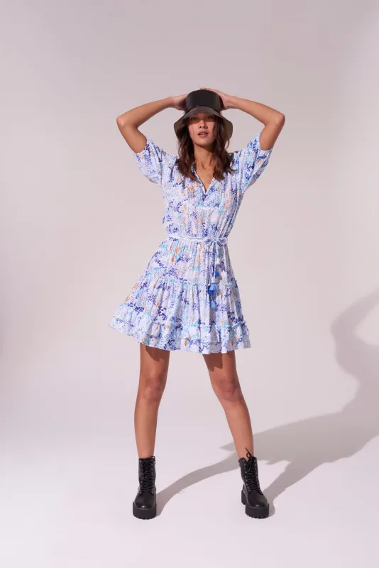 Ladies Floral Puff Sleeve Mini Dress sold by Sand Dollar