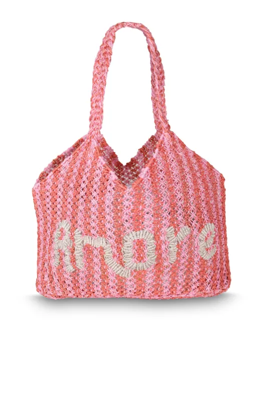 Dora Amore Rose Jute Bag sold by Sand Dollar