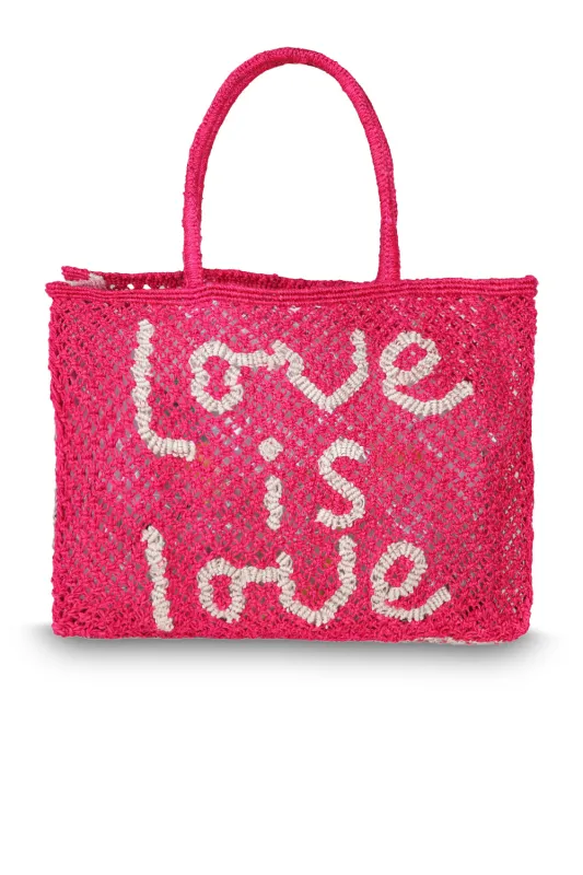 Love is Love Raspberry Jute Bag sold by Sand Dollar