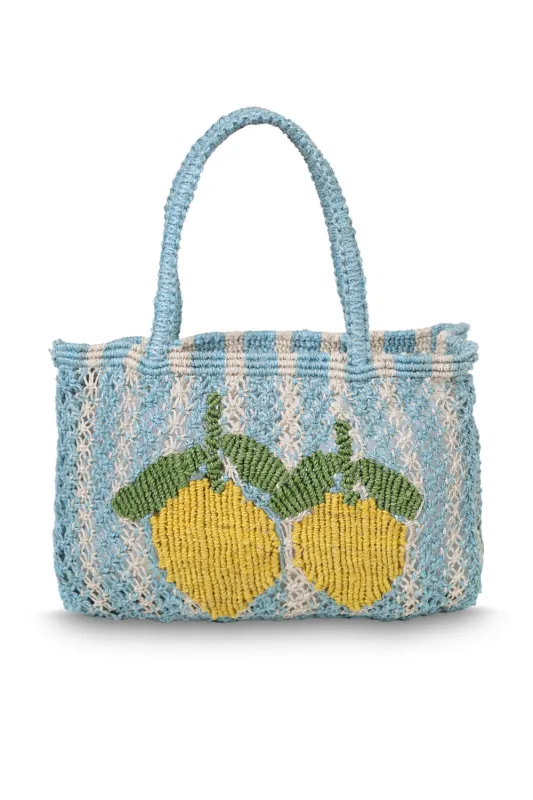 Tracy Stripe 2 Lemons Jute Bag sold by Sand Dollar
