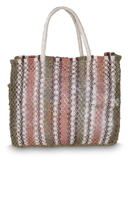 Barry Stripes Olive Jute Bag sold by Sand Dollar