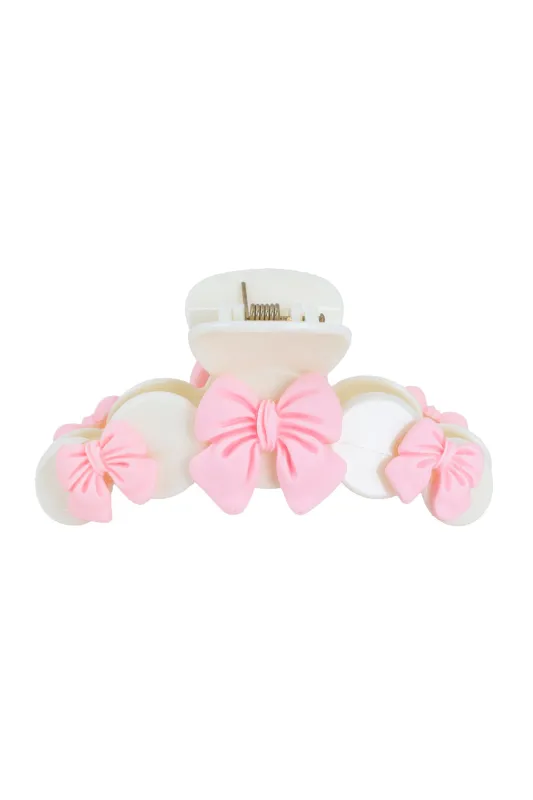 Pastel Pink Bow Hair Claw Clip sold by Sand Dollar