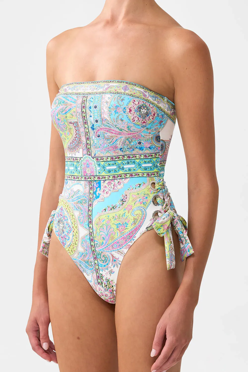 Bandeau One Piece with Eyelet Tie Side Magic Carpet Ride sold by Sand Dollar product image thumbnail 5
