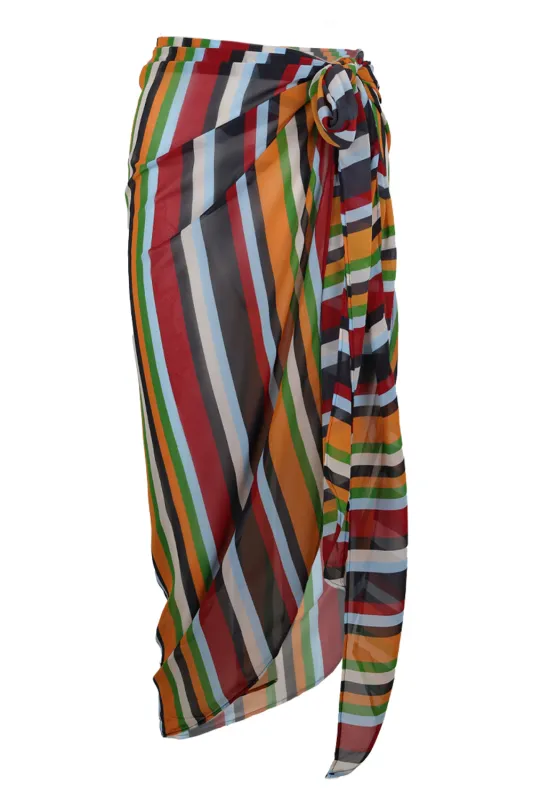 Xyla Front Tie Maxi Skirt - Xyla Stripe sold by Sand Dollar