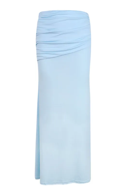 Malani Ruched Maxi Skirt Blue made by Seven Wonders