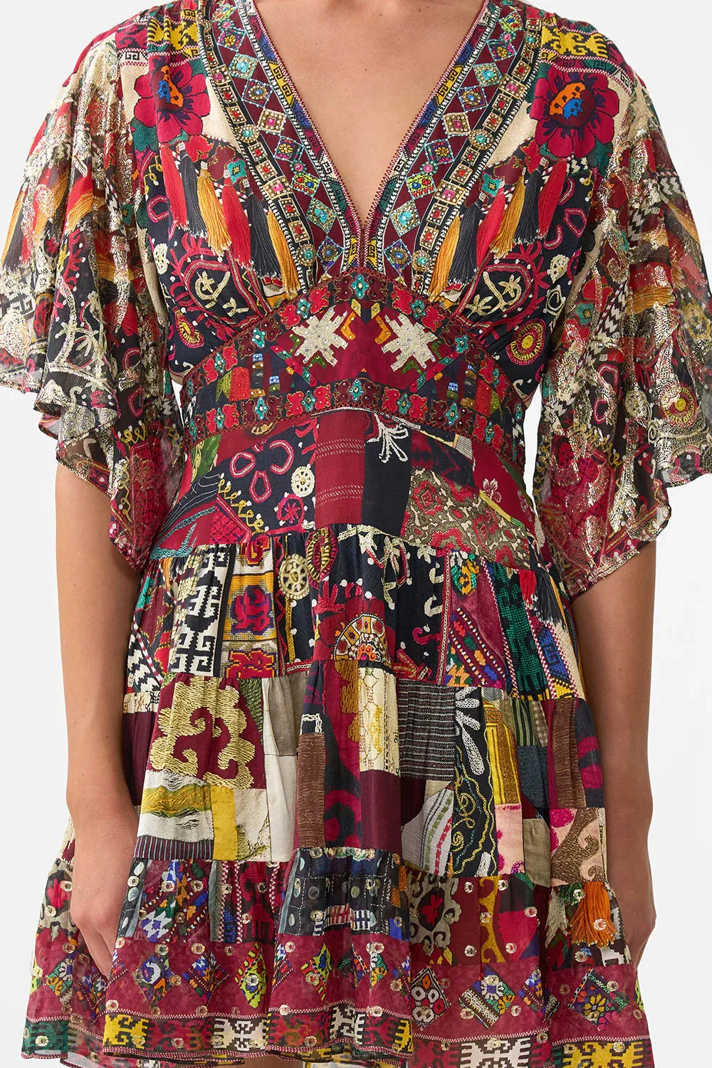 Tiered Skirt Mini Dress Patchwork Alchemy sold by Sand Dollar product image thumbnail 5