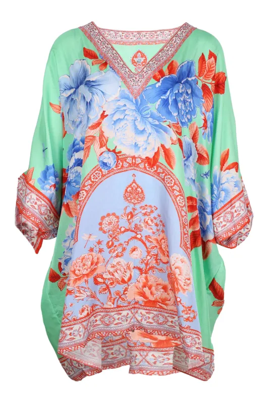 Tie Sleeve Short V Neck Kaftan Topkapi Pop made by Camilla