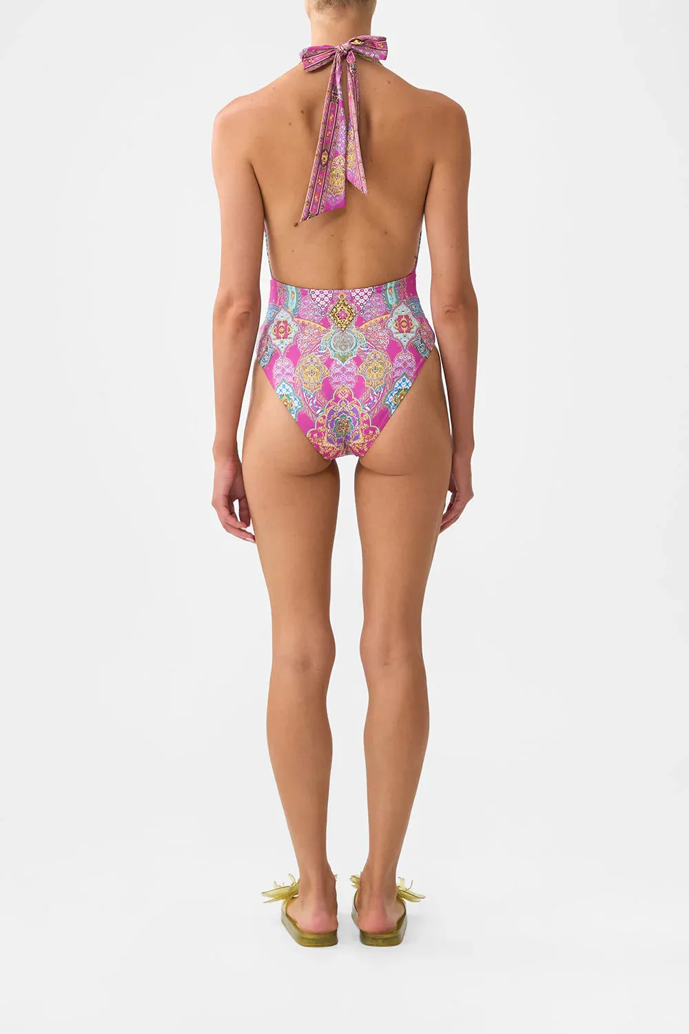 Plunge Backless Halter One Piece with Ring Ties sold by Sand Dollar product image thumbnail 4