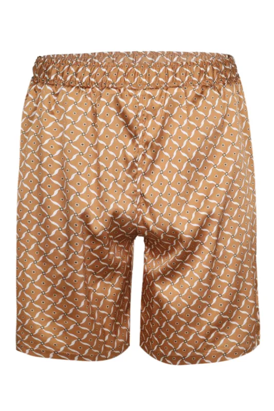 Palma Silk Lotus Printed Shorts Almond and Ivory sold by Sand Dollar