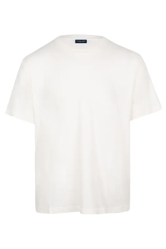 Dinis Linen Blend Linear Floral Printed Tee Ivory sold by Sand Dollar