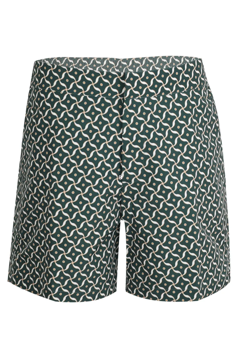 Porto Swim Short Lotus Print Evergreen and Ivory sold by Sand Dollar