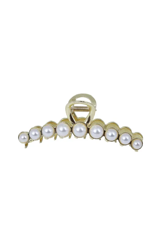 Gold Pearl Hair Claw Clip sold by Sand Dollar