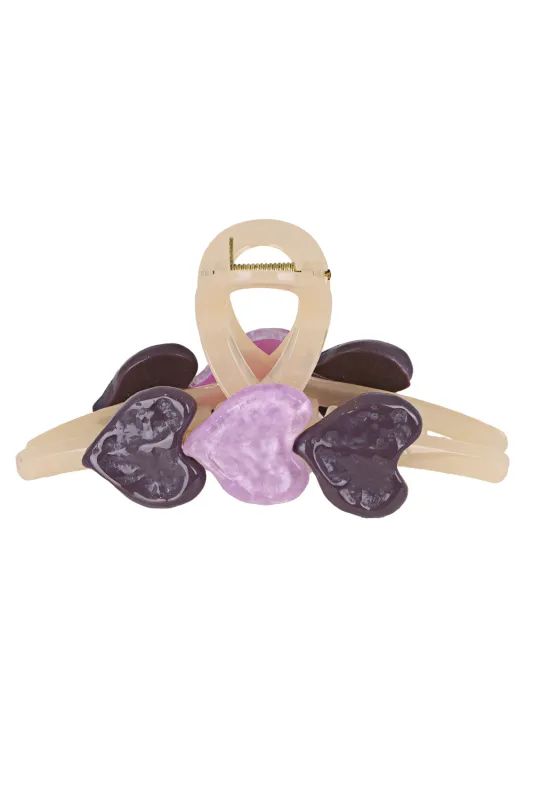 Resin Hair Claw Clip 3 Purple Heart sold by Sand Dollar