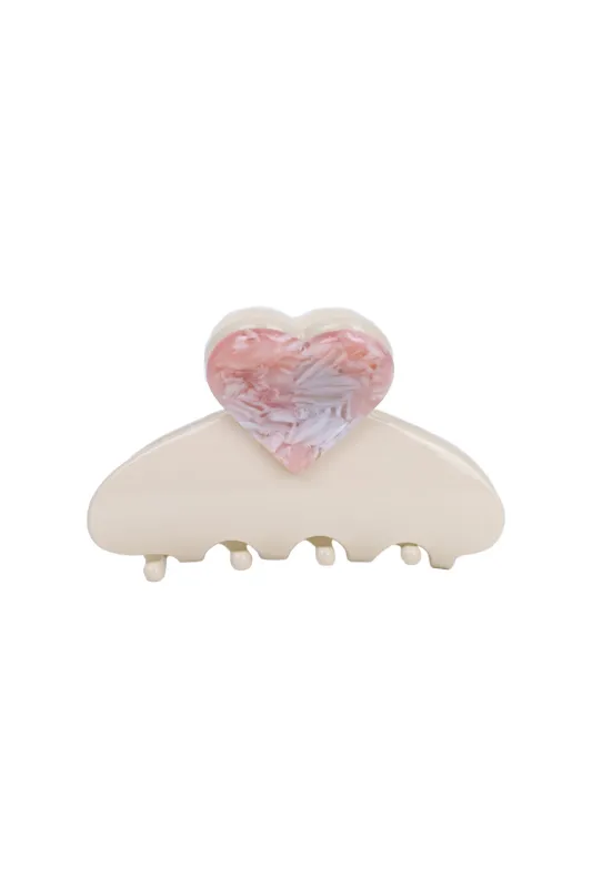 Heart Accent Matte Hair Claw Clip Cream sold by Sand Dollar