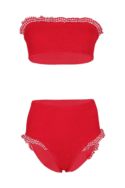 Peggy Bikini Red Gingham sold by Sand Dollar