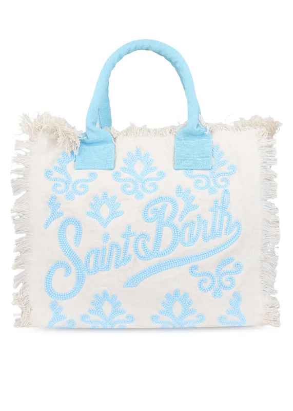 Vanity Rug White and Blue Tote Bag made by MC2 Saint Barth