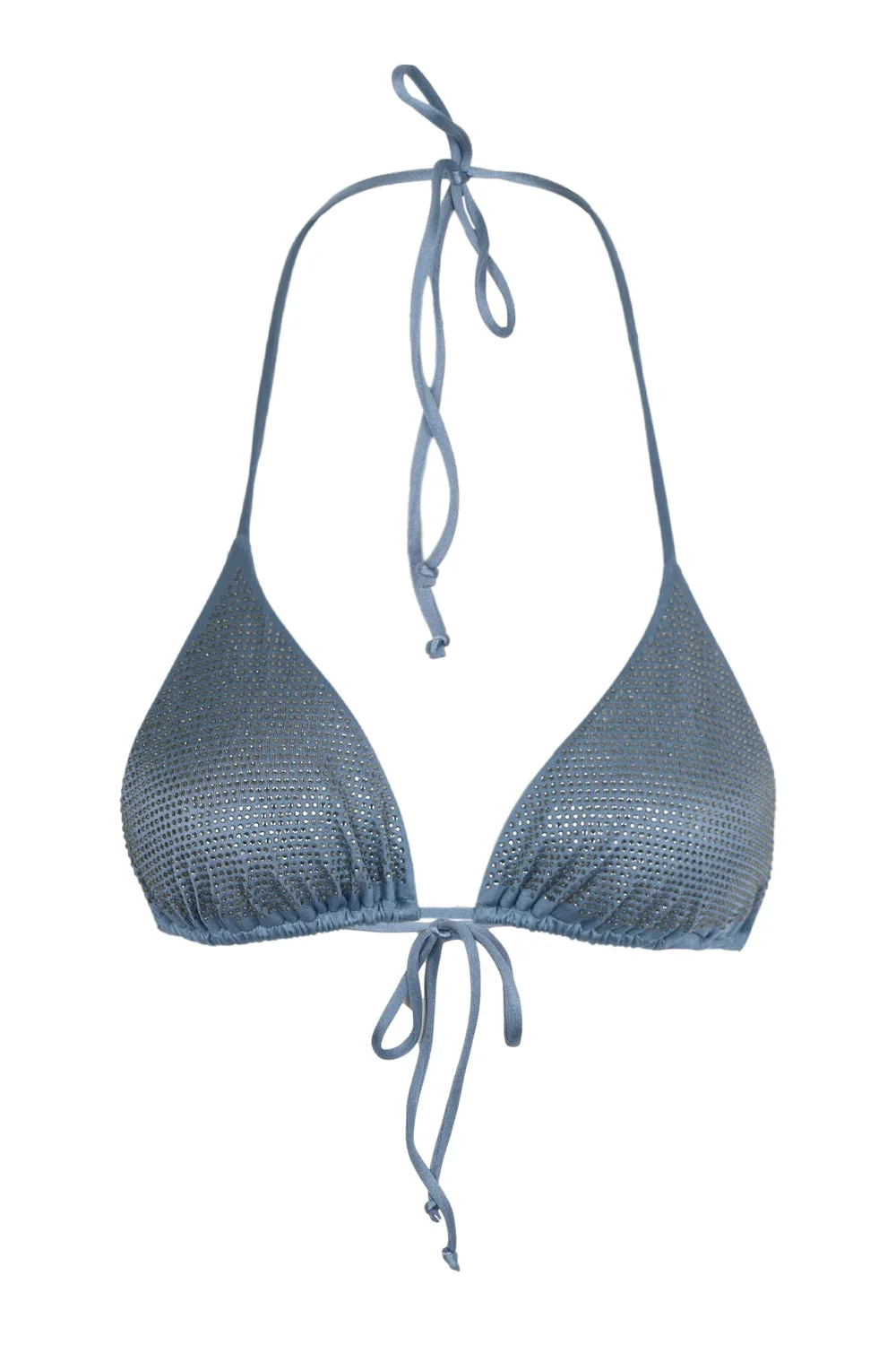 Annabelle Triangle Bikini Top Blue Shiny Strass sold by Sand Dollar