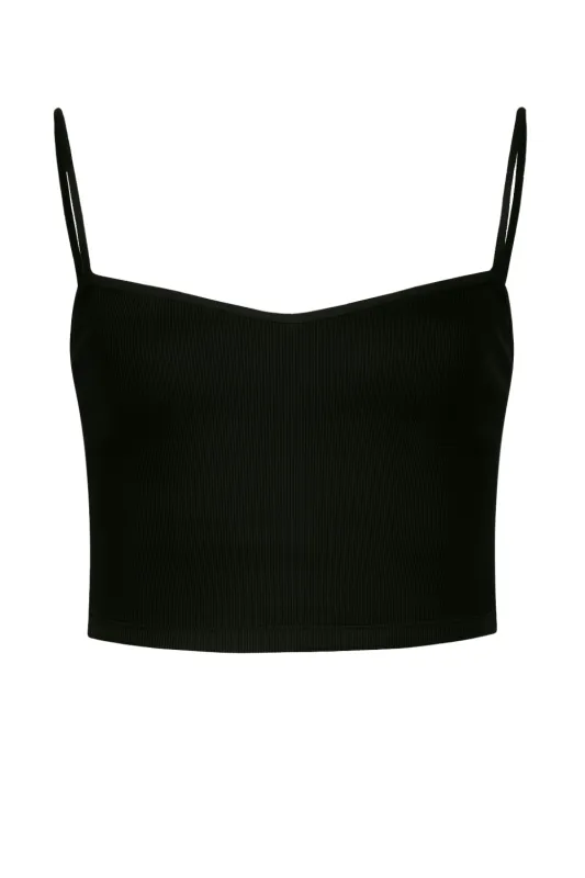 Deborah Top in Rib Black sold by Sand Dollar