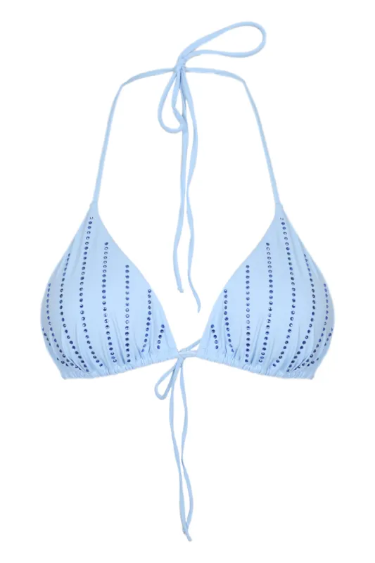 Leah Triangle Bikini Top with Striped Rhinestone Embellishment sold by Sand Dollar