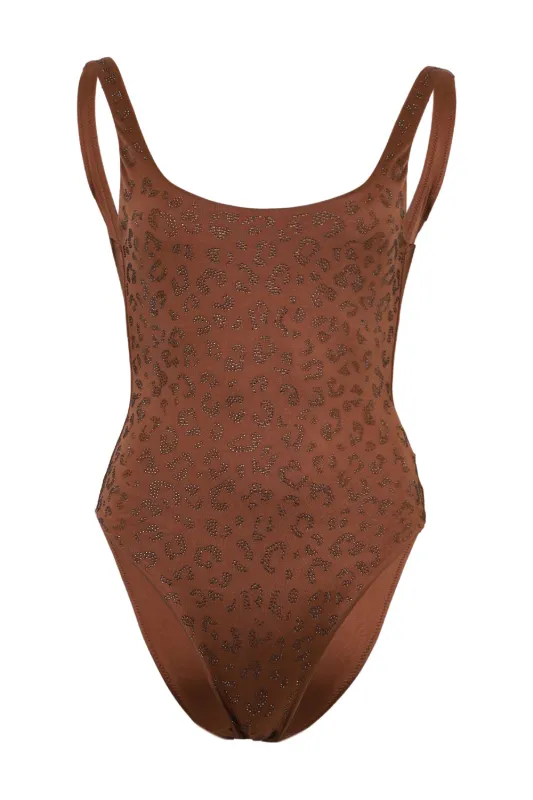 Lora One Piece Leopard with Rhinestones made by MC2 Saint Barth