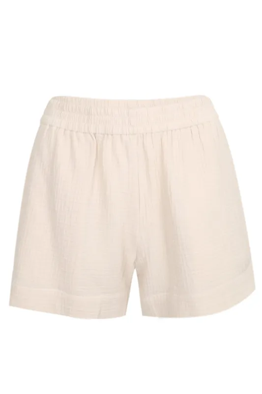 Meave Cotton Muslin Pull Up Short Off White sold by Sand Dollar