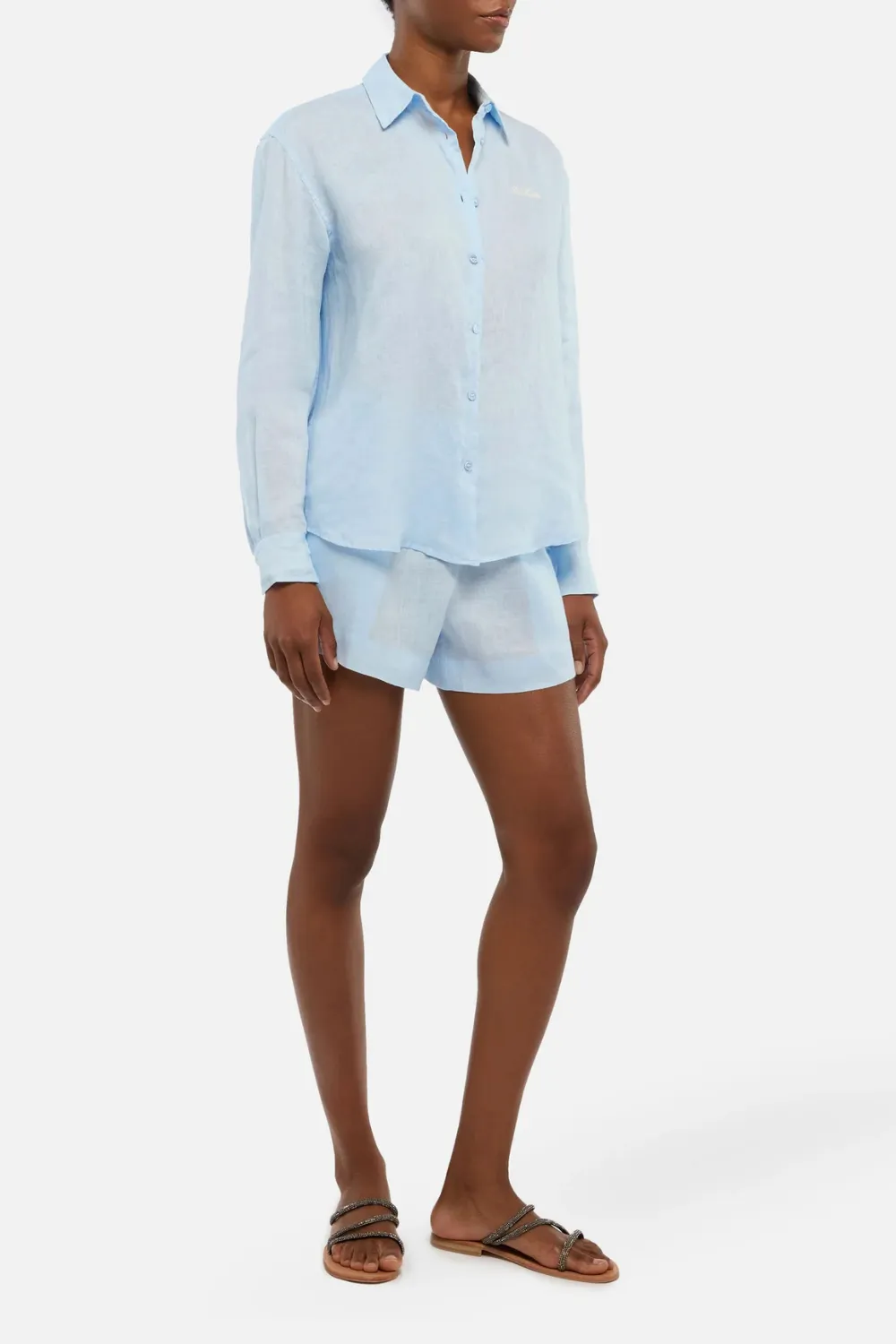 Meredith Light Blue Linen Classic Shirt sold by Sand Dollar product image thumbnail 5