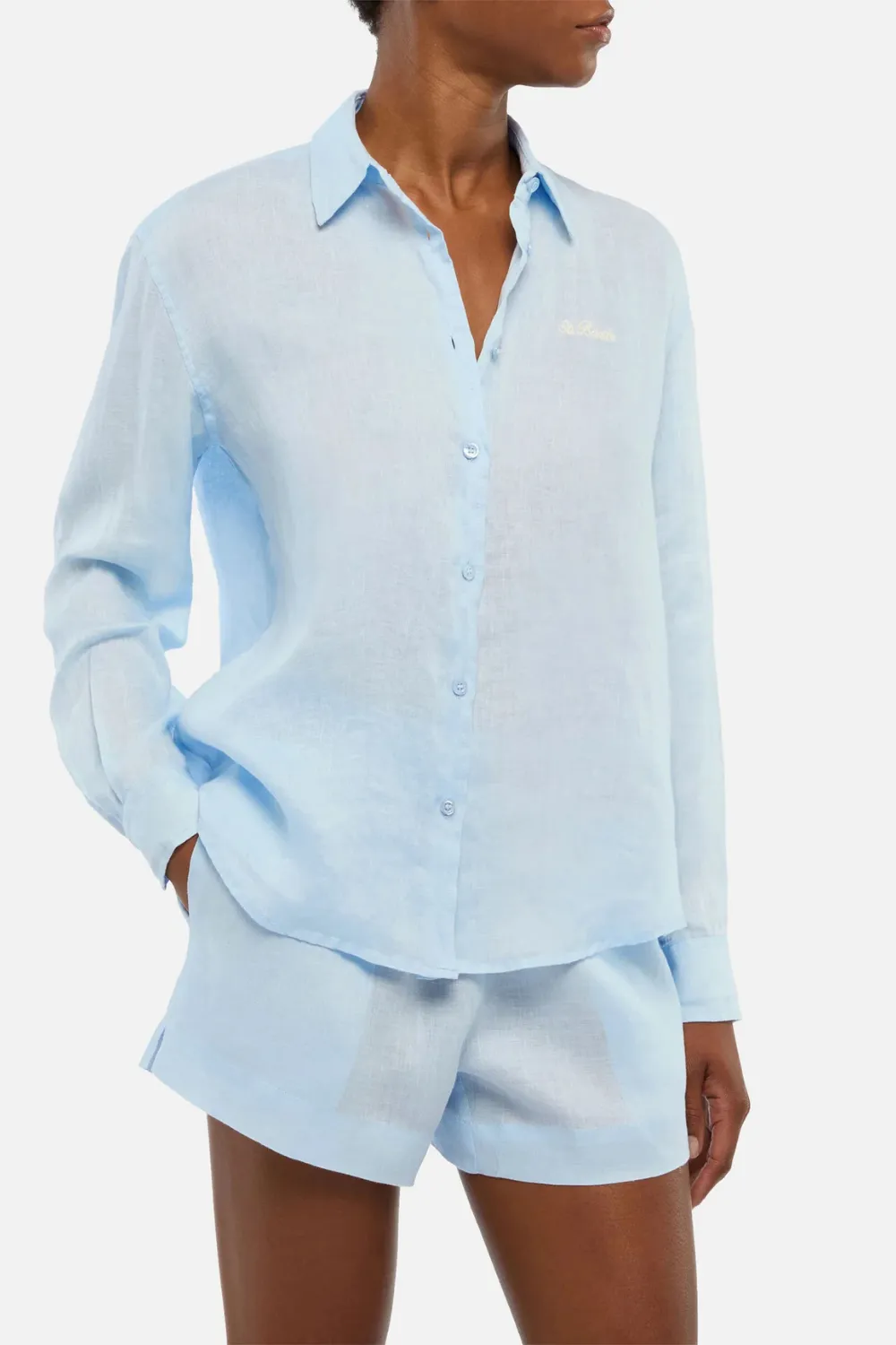 Meredith Light Blue Linen Classic Shirt sold by Sand Dollar product image thumbnail 2
