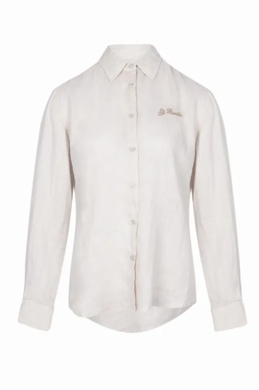 Meredith Beige Linen Classic Shirt sold by Sand Dollar