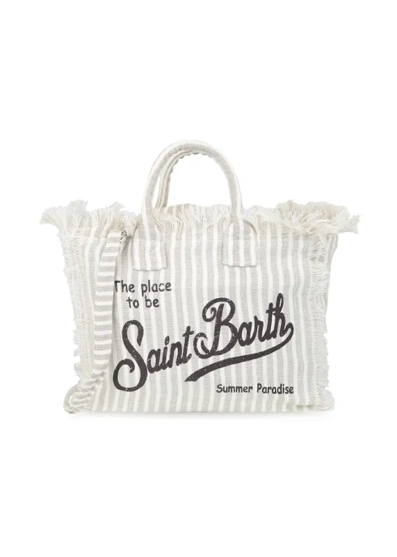 Colette Patch Linen Brown Stripes Bag sold by Sand Dollar