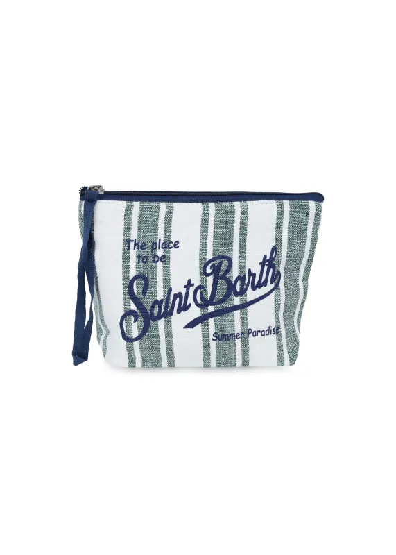 Aline Green Stripes Pouch made by MC2 Saint Barth