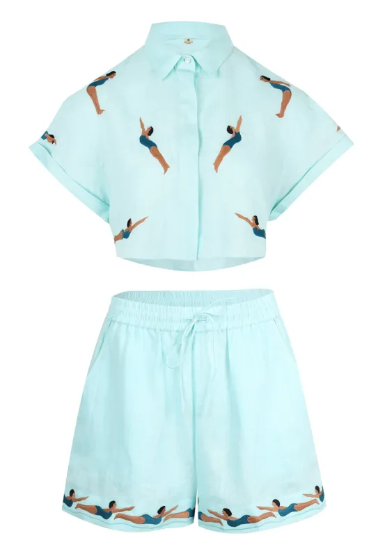 Turquoise Diver Set Linen sold by Sand Dollar