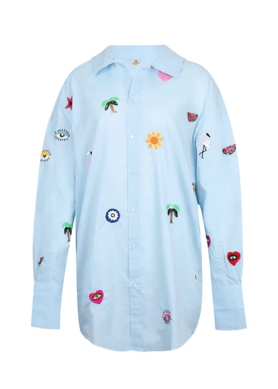 Beach Shirt Multi Motif Light Blue sold by Sand Dollar