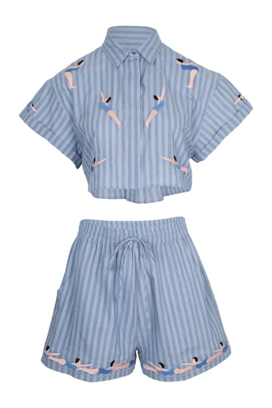 Blue Stripe Diver Set Linen sold by Sand Dollar