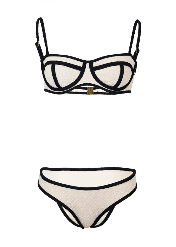 Calabria Marzipan Grid Bikini Set sold by Sand Dollar