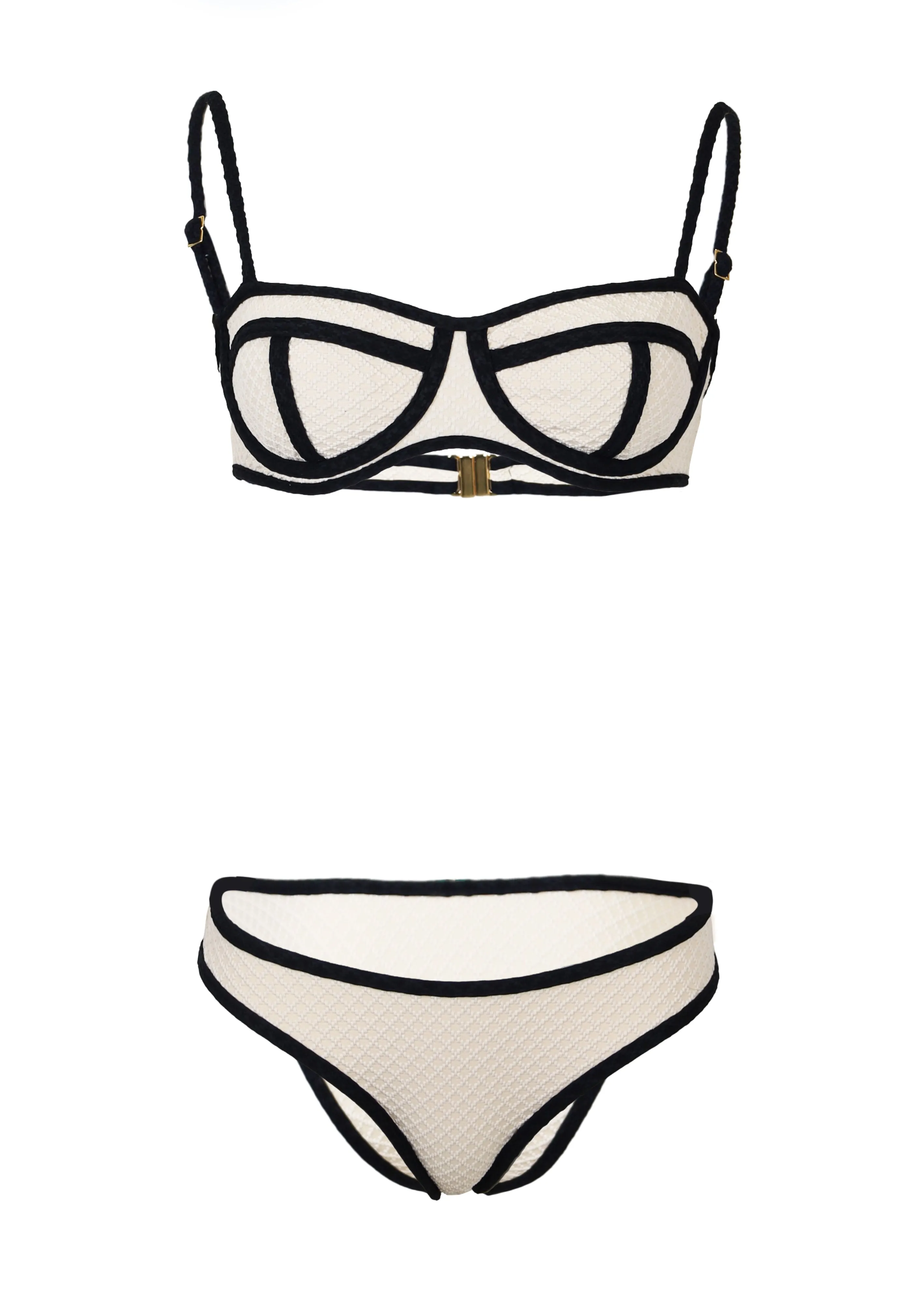 Calabria Marzipan Grid Bikini Set sold by Sand Dollar