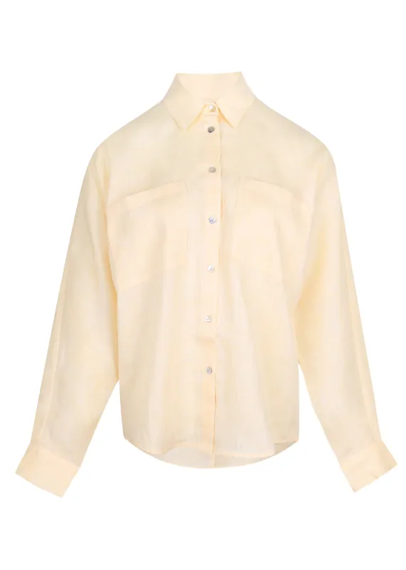 Yellow Melange Linen Shirt sold by Sand Dollar