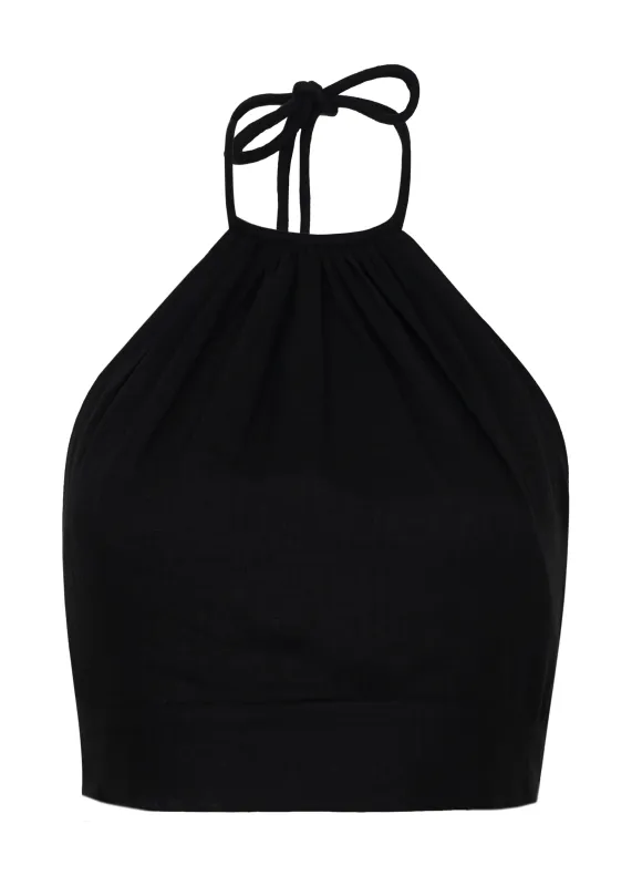 Ibiza High Neck Halter Top Black sold by Sand Dollar
