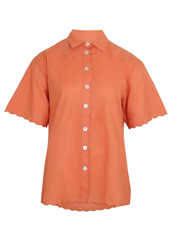 Scallop Short Sleeve Shirt Tangelo sold by Sand Dollar