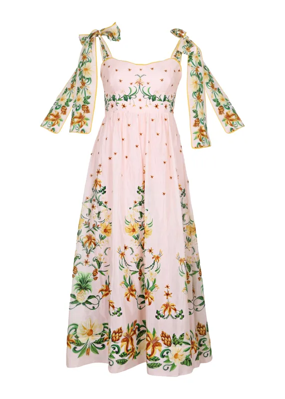 Botanical Beauty Pink Laces Midi Dress sold by Sand Dollar