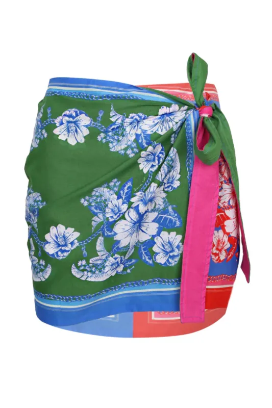 Floral Elegance Mixed Scarves Mini Skirt sold by Sand Dollar