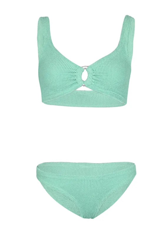 Julia Bikini with Pearly Hoop Metallic Mint sold by Sand Dollar