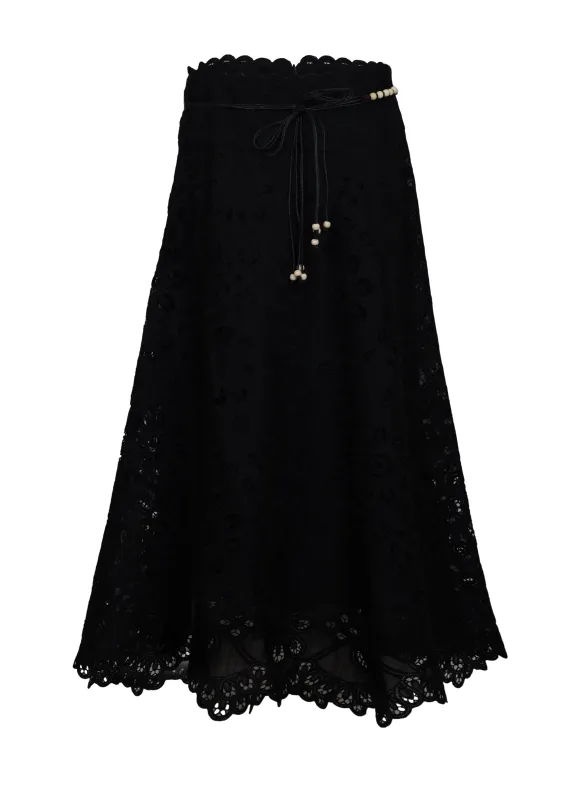 Rhiannon Embroidered Skirt Black sold by Sand Dollar