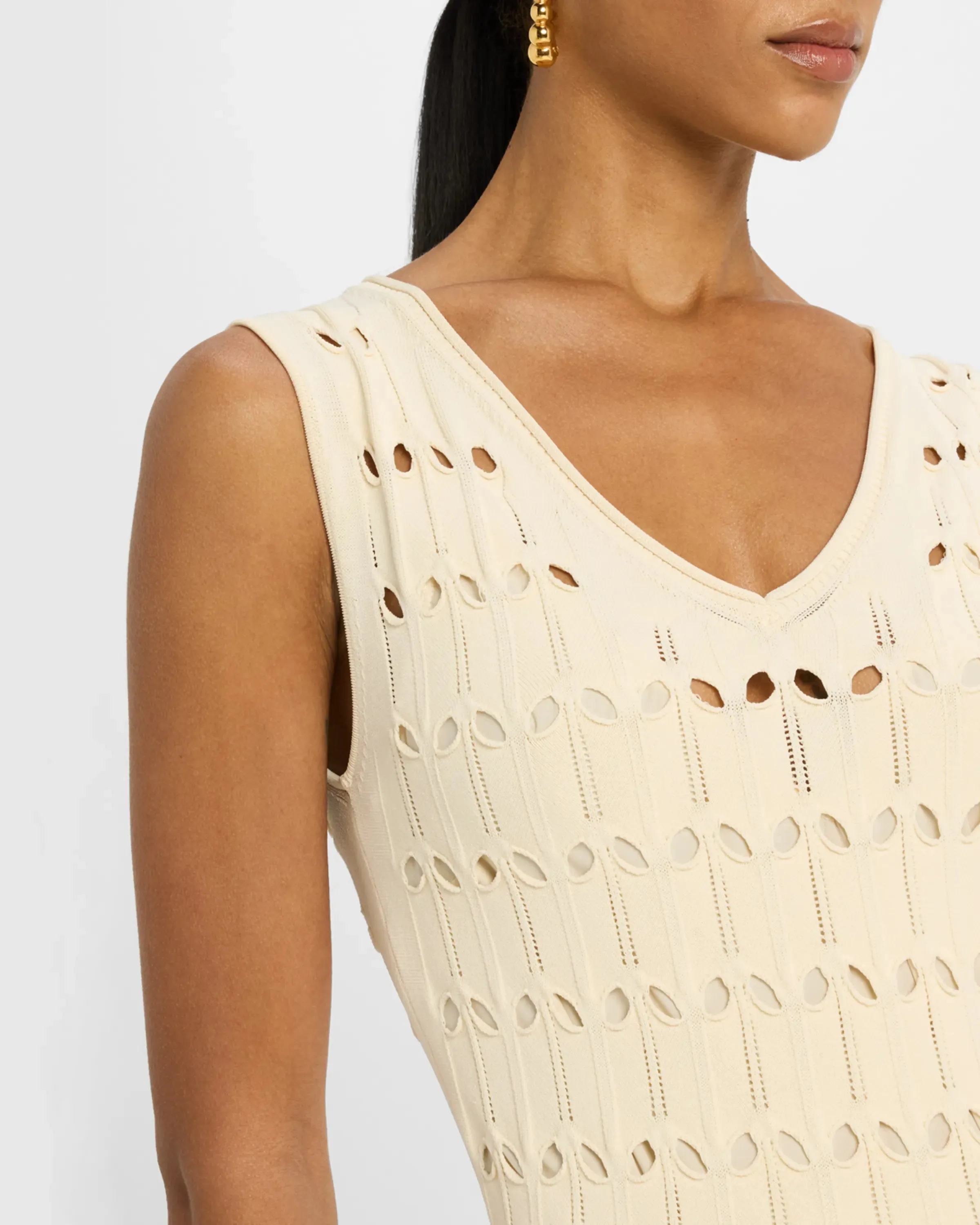 Rhiannon Pointelle Sleeveless Mini Dress Cream sold by Sand Dollar product image thumbnail 5